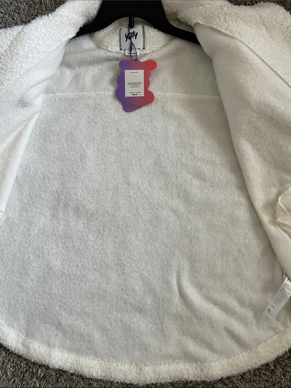 NWT YITTY  Sherpa Button-Front Teddy Shacket Baddie To The Bone (Cream) XL